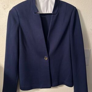 St. John Blue Tailored Blazer with Structured Shoulders